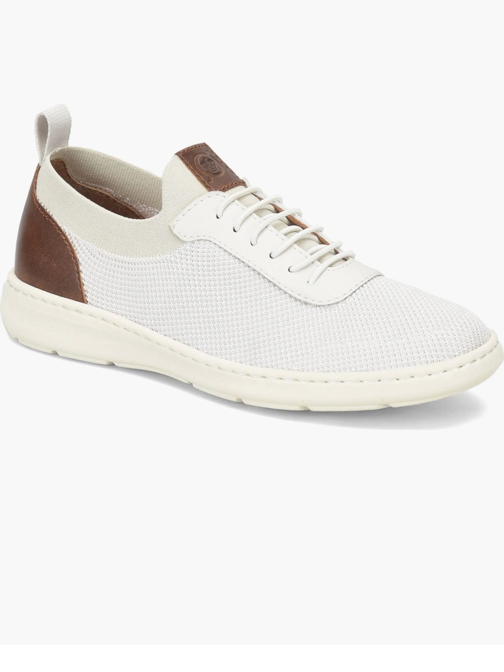 Born Barrett Knit Slip-On Sneakers - White with Brown Accent, size 11.5